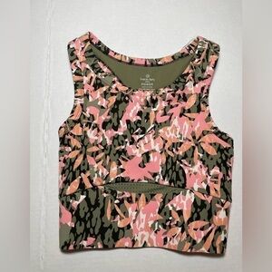 Sweaty Betty Racerback Sports Bra Women XXS Tropical Floral Print Green